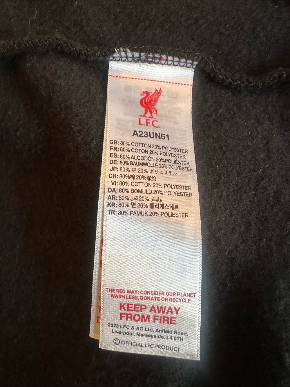 Official L.F.C. Liverpool Football Club Zip Through Hoodie Black M NEW - Picture 9 of 11